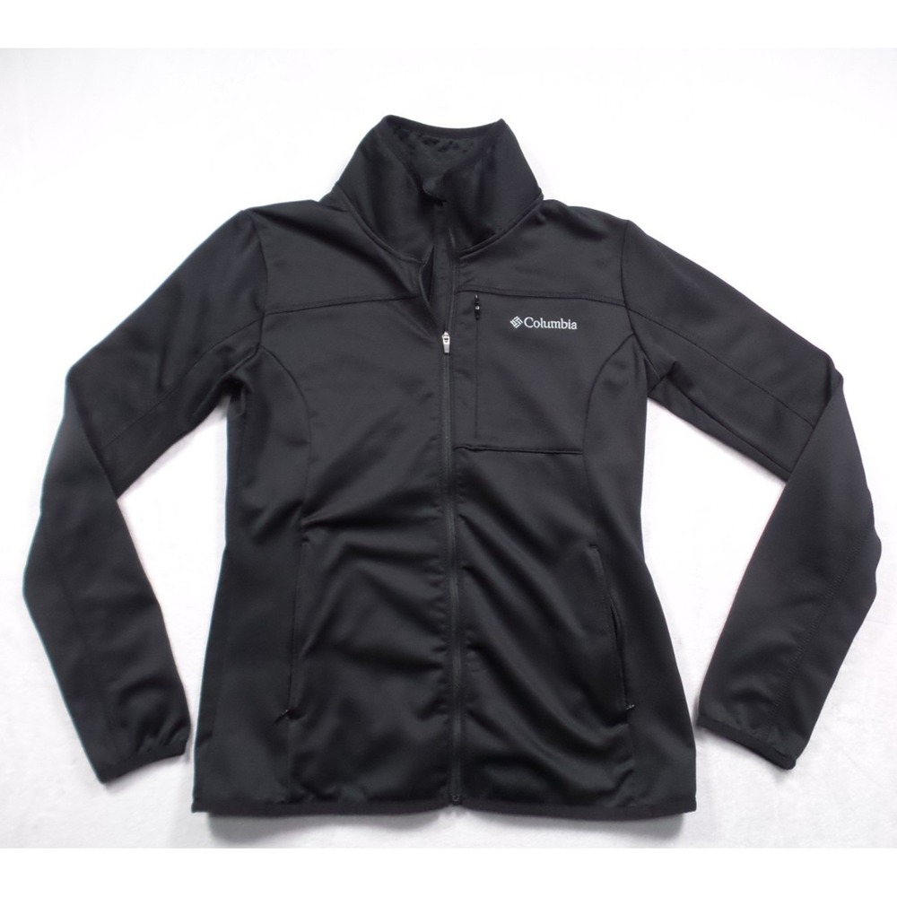 Columbia Sweatshirt Womens Size Small Black Full Zip Pockets Stretch‎ Outdoor